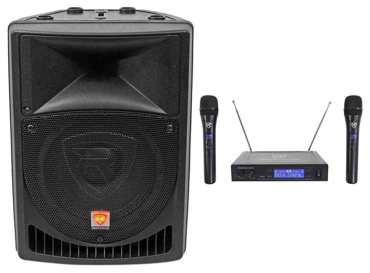 8" Powered Active PA Speaker with Dual Wireless Mics T313