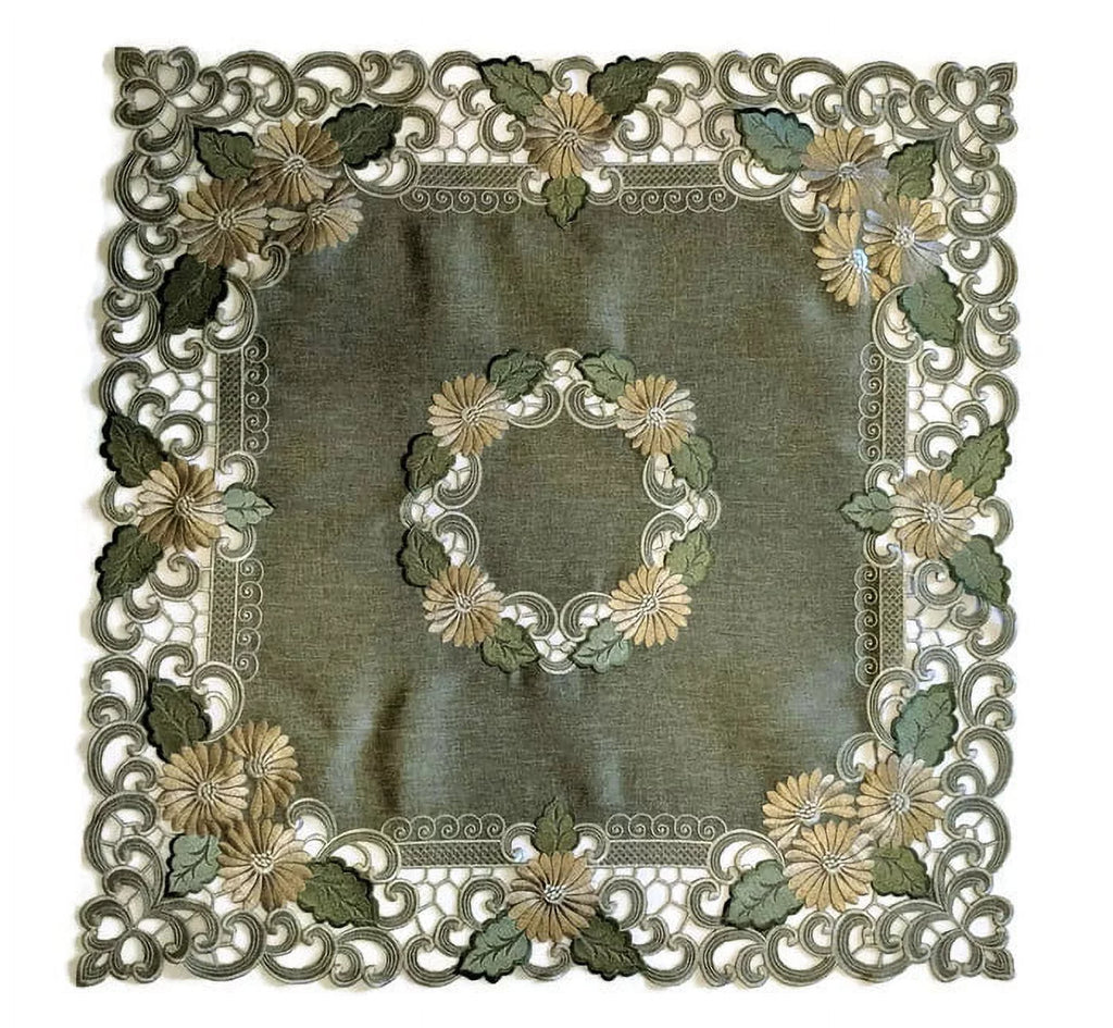 Square Embroidered Tablecloth or Table Topper 34 inches M787302
