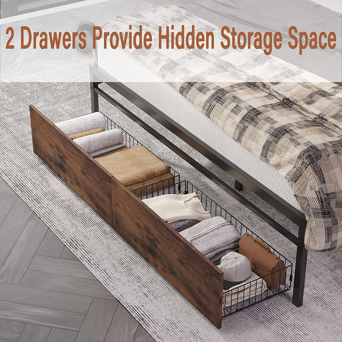 Queen Storage LED Bed Frame with Drawer V425847