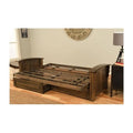 Walnut Full Size Futon Frame with Aqua Mattress and Storage Drawers B8865