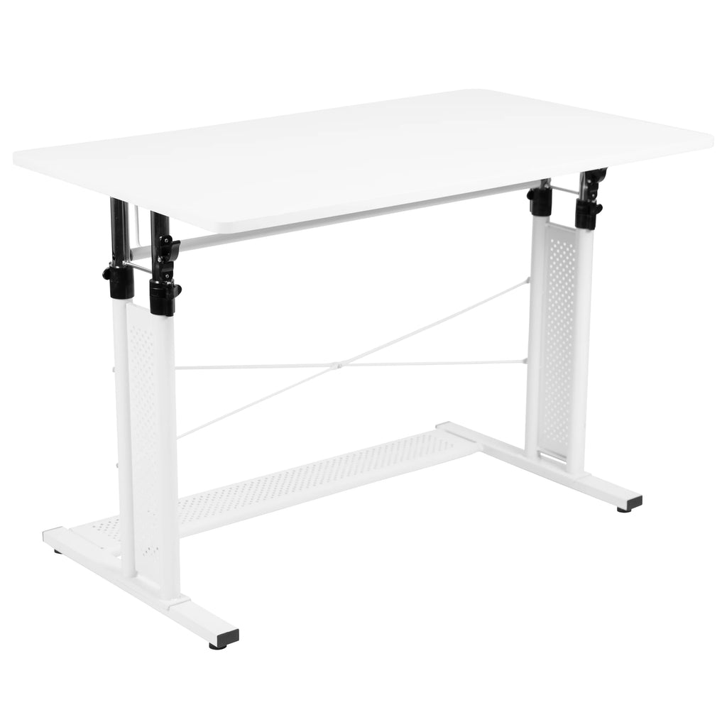 Height Adjustable Sit to Stand Home Office Desk White C46459