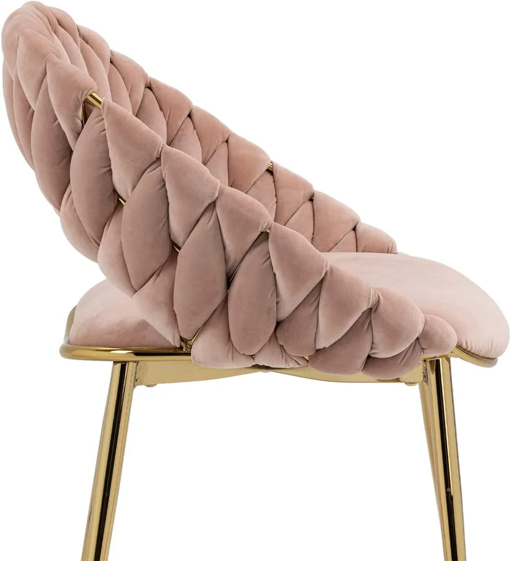 Pink Velvet Accent Chair Set of 2 with Gold Legs M301238