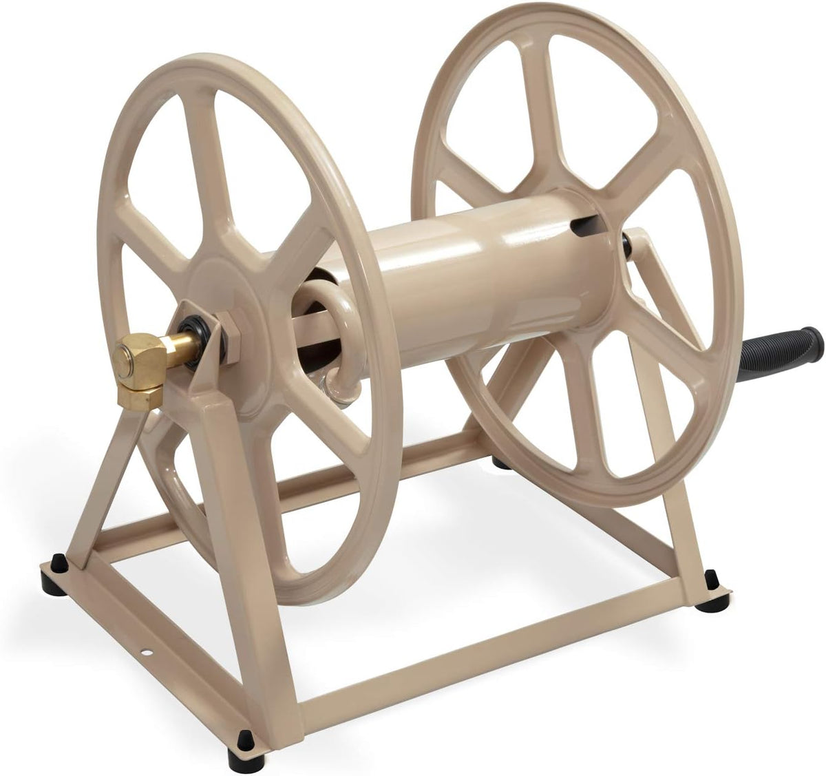 Steel Wall/Floor Mounted Hose Reel, Holds 200-Feet of 5/8-Inch Hose, Tan M53239