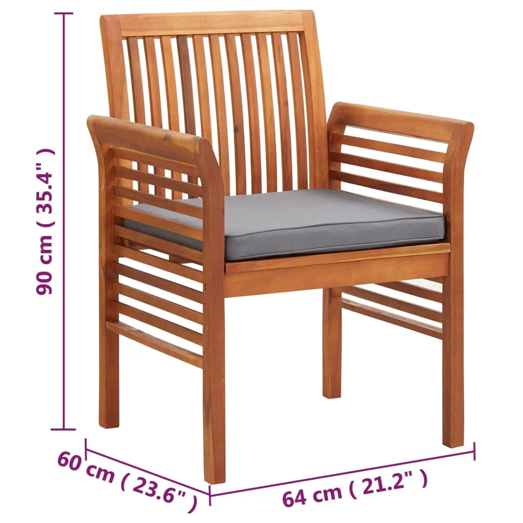 8 pcs Solid Wood Acacia Patio Dining Chairs with Cushions A654898