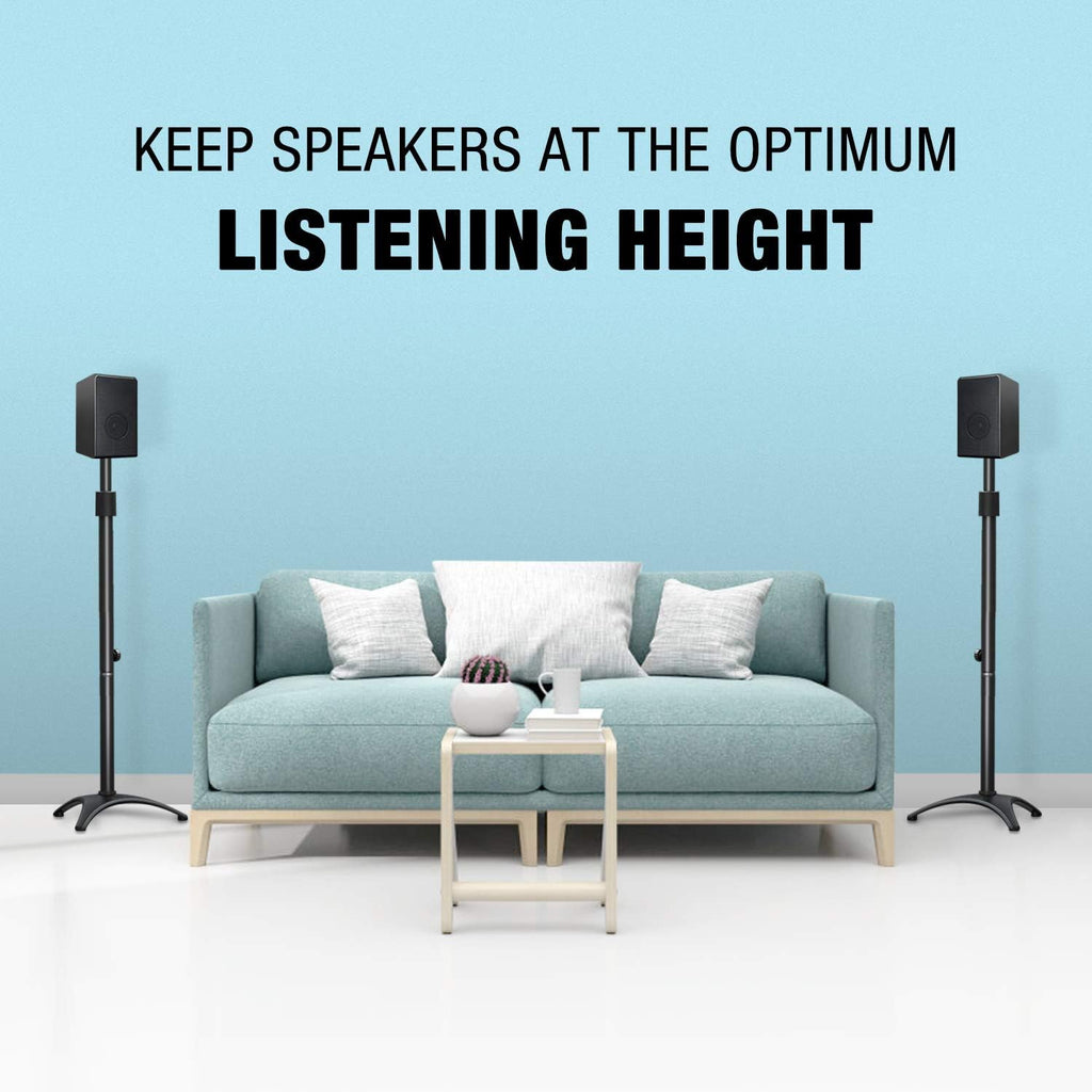 Height Adjustable Speaker Stands, One Pair Floor Stands, 11 lbs Capacity, 35.5-48" Height Adjustment, Pack of 2 W585097