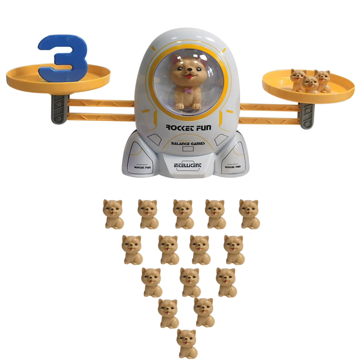 White Elephant Gifts for Toddler Spaceship & Dog Educational Counting Math Game Number Learning Toy B68783