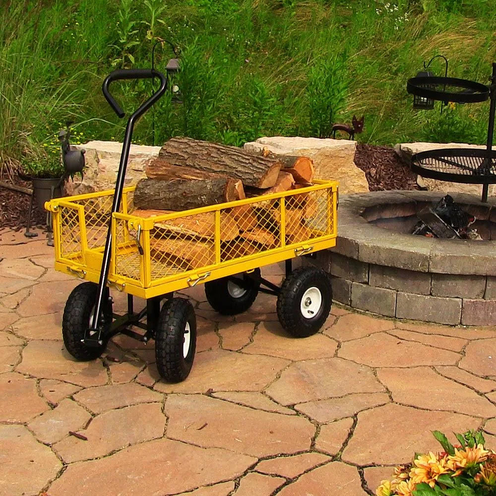 Yellow Utility Cart with Removable Folding Sides V624539