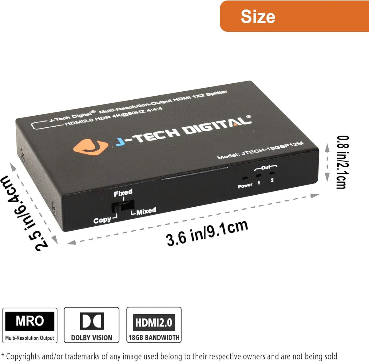 18GBps 1x4 HDMI 2.0 Splitter HDR10 Dolby Vision 4K@60Hz 4:4:4 Z493469