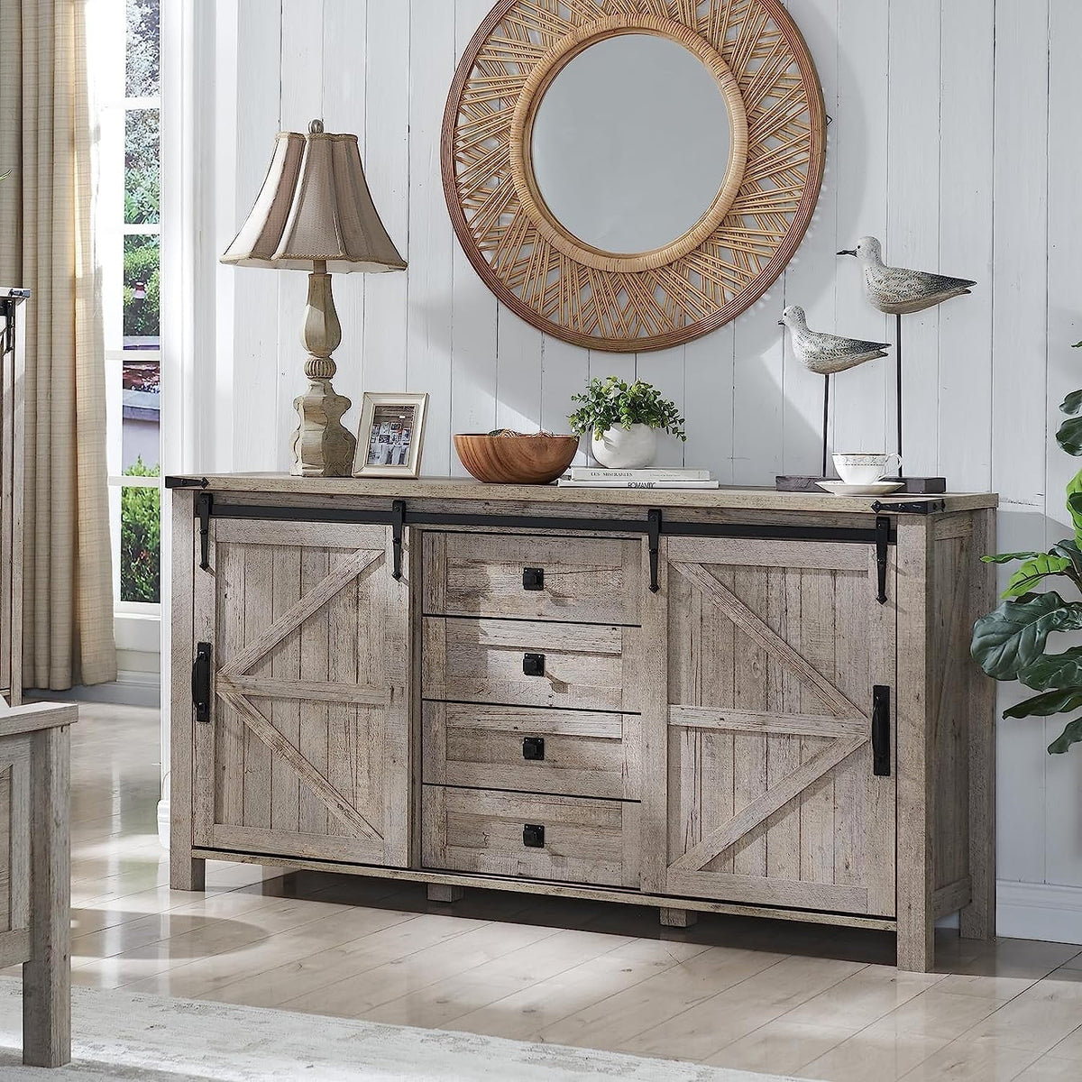 4 Drawer Light Rustic Oak Wood Dresser G8583