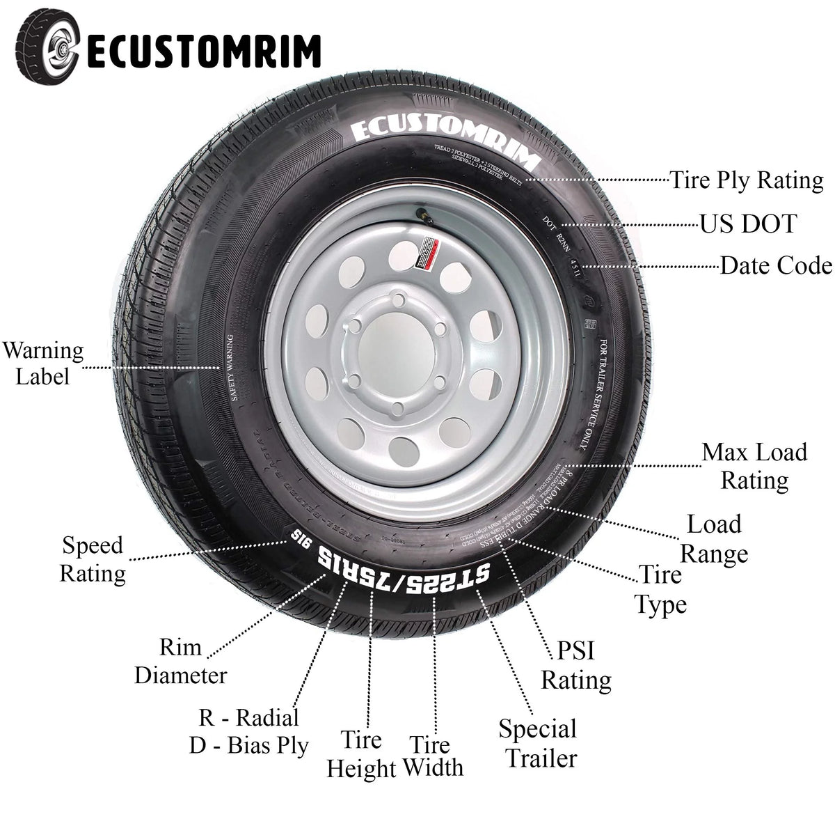 ST205/75D15 Bias Ply Trailer Tires Load Range C K114989