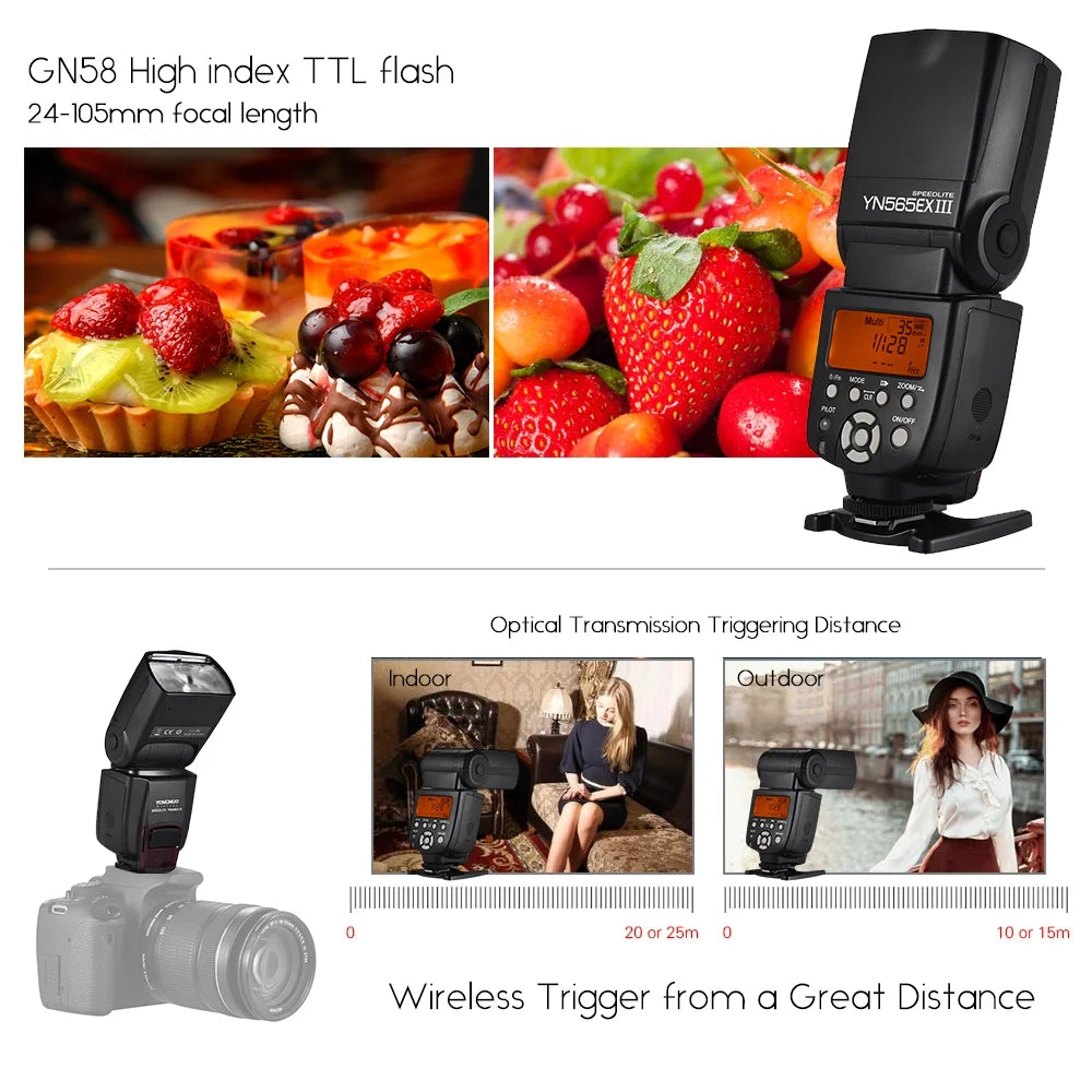 Wireless TTL Slave Flash Speedlite GN58 for Canon DSLR Camera U16482