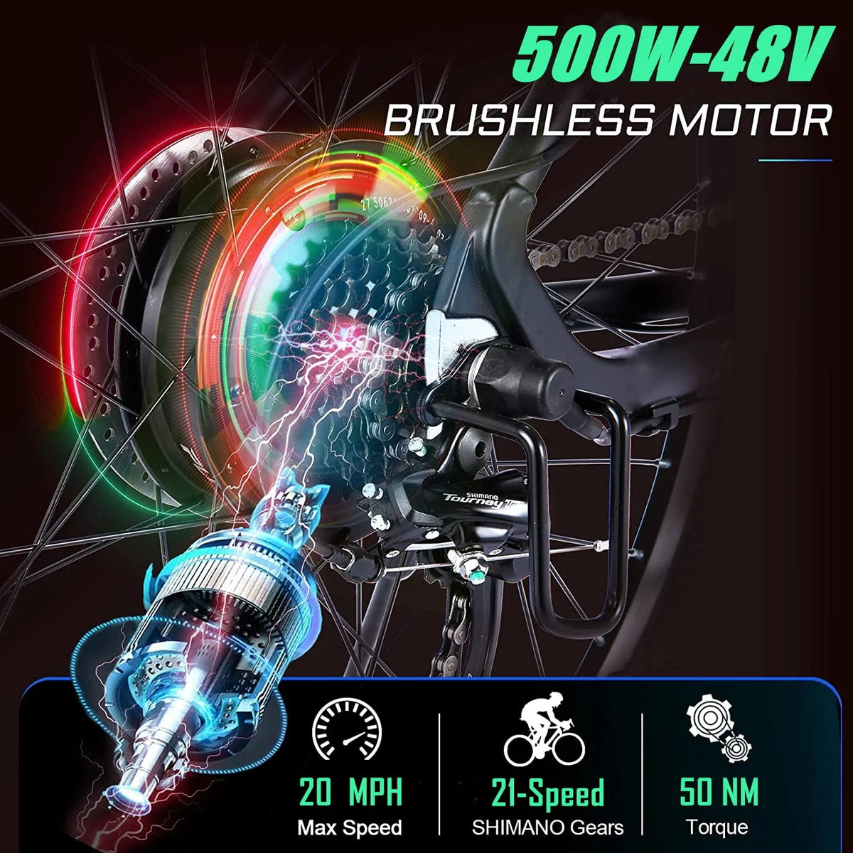 27.5 500W 21 Speed Electric Mountain Bike D6503